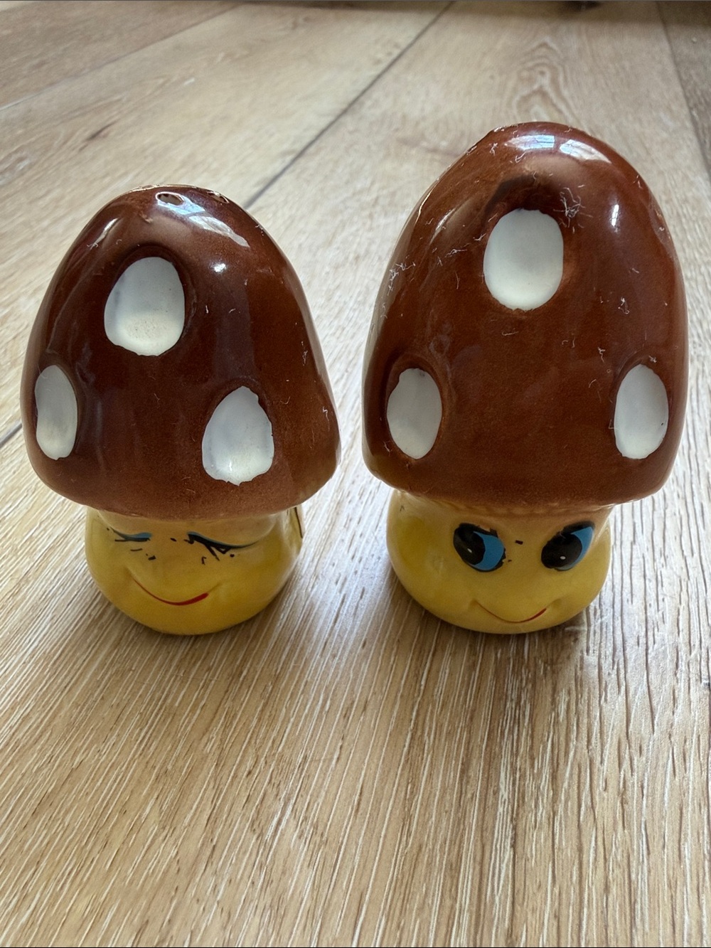 Vintage Anthropomorphic Mushroom Salt and Pepper Shakers Made in Japan